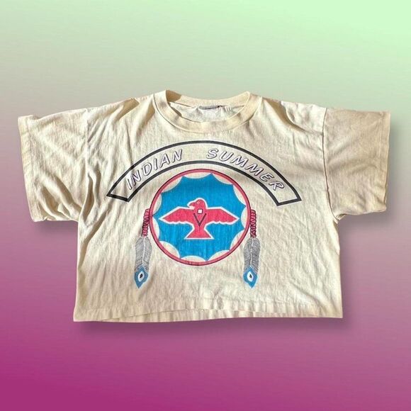 Vintage Thunderbird Crop Top T-Shirt Soft Thin Rare - Picture 4 of 4